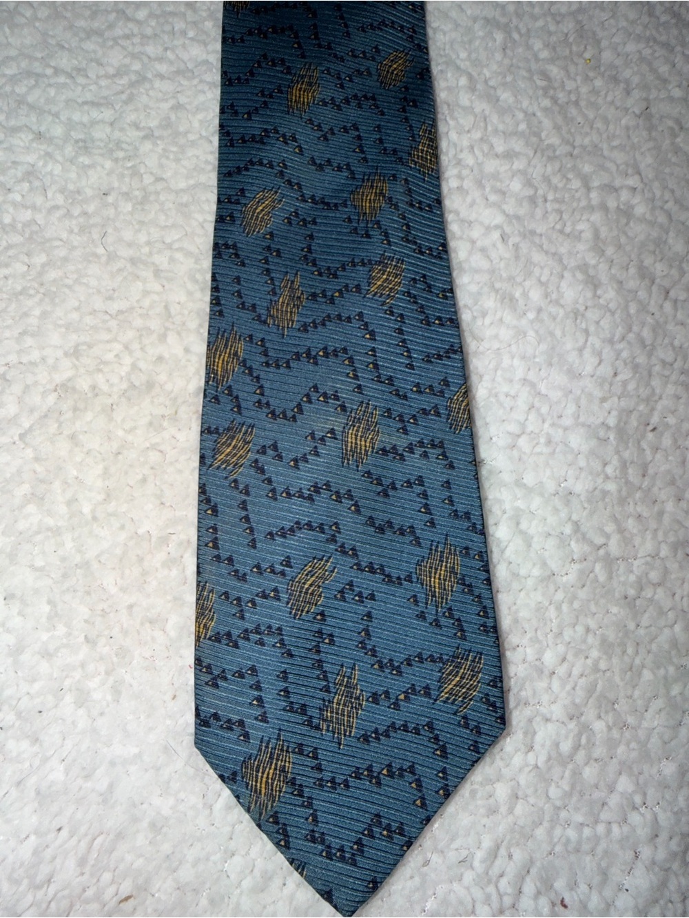 Vintage Giorgio Armani Silk Tie Blue Geometric Abstract Made in Italy 80s 90s